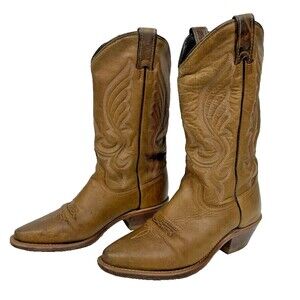 Abilene Made in USA Dakota Snip Toe Western Boots Brown Leather Women's Size 6
